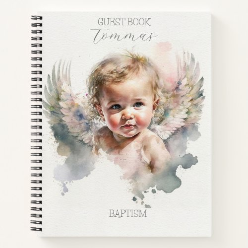 Watercolor cute Angel Baby Baptism  Notebook