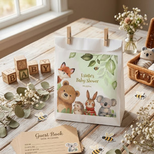 Watercolor Cute Animals Woodland Baby Shower Favor Bag
