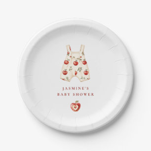 Watercolor cute Apple Romper Baby Shower Paper Plates
