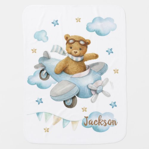 Watercolor cute baby bear Baby Blanket