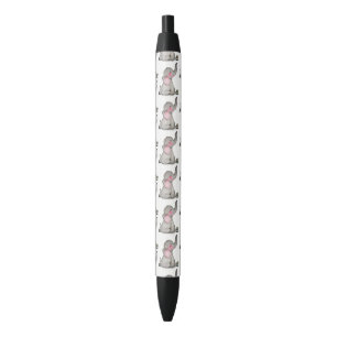 Watercolor Cute Baby Elephant With Blush & flowers Pen