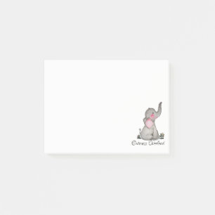 Watercolor Cute Baby Elephant With Blush & Flowers Post-it Notes