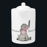 Watercolor Cute Baby Elephant With Blush & Flowers Teapot<br><div class="desc">Watercolor cute and happy baby elephant with blush,  tiny flowers and positive words "Cuteness Overload". Elephant is a favorite animal of many people.This design is for elephant lovers. Customize it easily with different word,  background color or just enjoy as it is. :)</div>