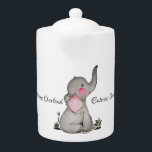 Watercolor Cute Baby Elephant With Blush & Flowers Teapot<br><div class="desc">Watercolor cute and happy baby elephant with blush,  tiny flowers and positive words "Cuteness Overload". Elephant is a favorite animal of many people.This design is for elephant lovers. Customize it easily with different word,  background color or just enjoy as it is. :)</div>