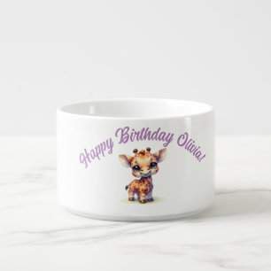 Watercolor cute baby giraffe bowl