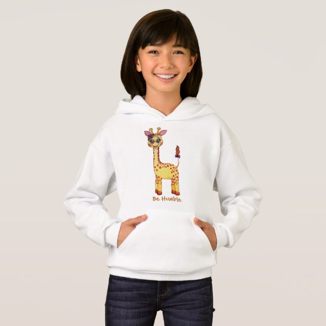 Watercolor Cute Baby Giraffe Hoodie (Front Full)