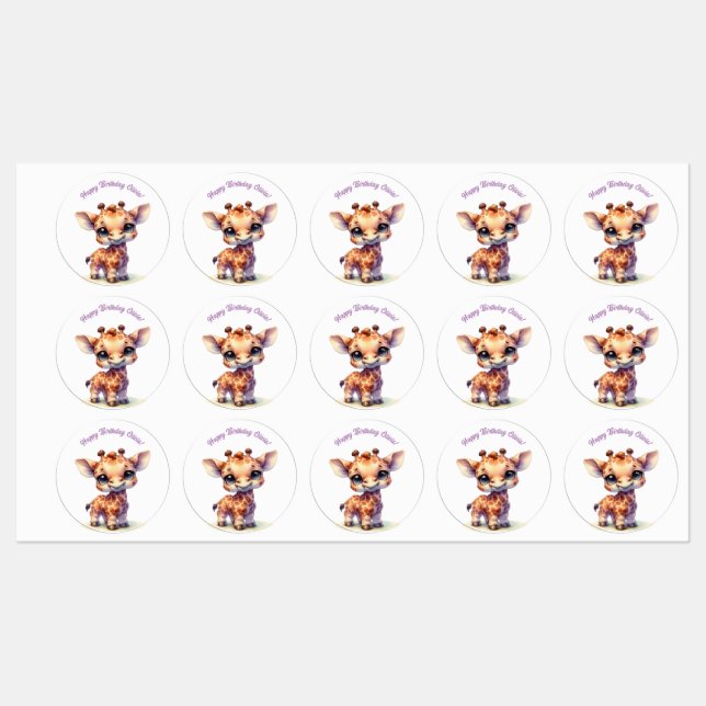 Watercolor cute baby giraffe labels (Sheet)