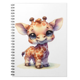 Watercolor cute baby giraffe notebook