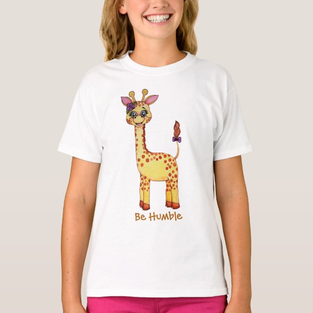 Watercolor Cute Baby Giraffe T-Shirt (Front)