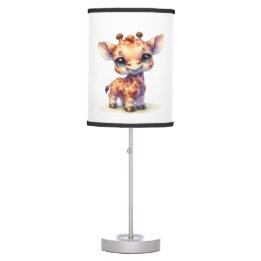 Watercolor cute baby giraffe table lamp