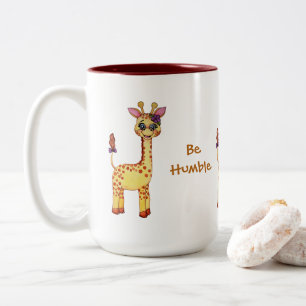 Watercolor Cute Baby Giraffe Two-Tone Coffee Mug