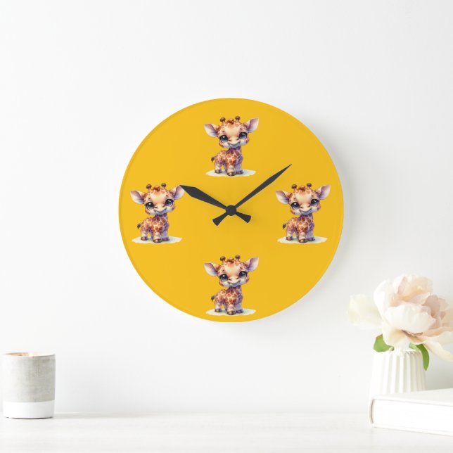 Watercolor cute baby giraffe Wall Clock (Home)