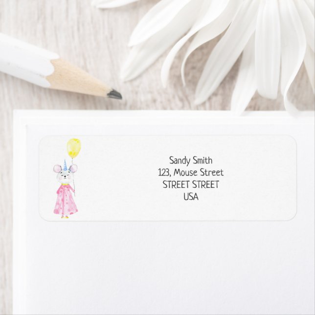 Watercolor cute baby mouse  label (Insitu)