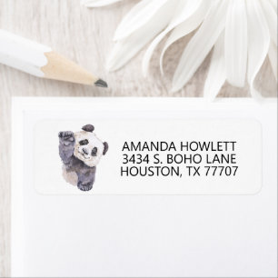Watercolor Cute Baby Panda Label