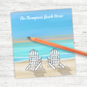 Watercolor Cute Beach Chairs Personalized Notepad