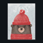 Watercolor cute bear. Christmas woodland animal<br><div class="desc">Watercolor cute funny bear Christmas magnet card.</div>