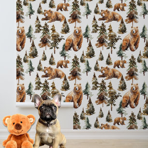 Watercolor cute Bears Woodland Forest Wallpaper