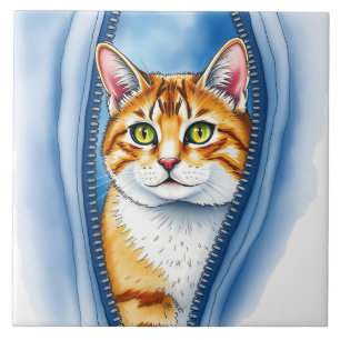 Watercolor Cute Beautiful Popular Cat Collection Ceramic Tile