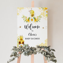 Watercolor cute bee baby shower welcome foam board