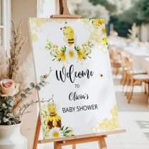 Watercolor cute bee baby shower welcome foam board