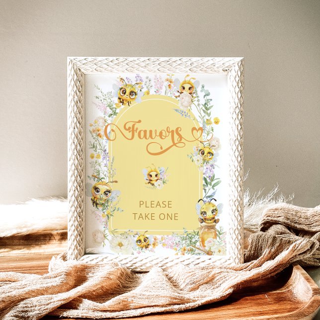 Watercolor Cute Bee Favors Poster (Creator Uploaded)