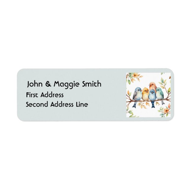 Watercolor Cute Bird Family Animal Art Label (Front)