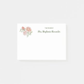 Watercolor Cute Blush Pink Floral From The Desk Of