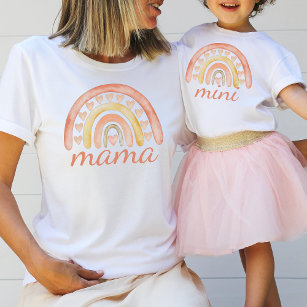 Watercolor Cute Boho Rainbow Mama Love Heart T-Shirt