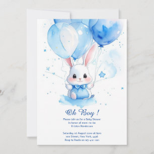 Watercolor Cute Bunny Baby Shower Invitation