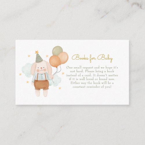 Watercolor Cute Bunny Books for Baby Enclosure Card