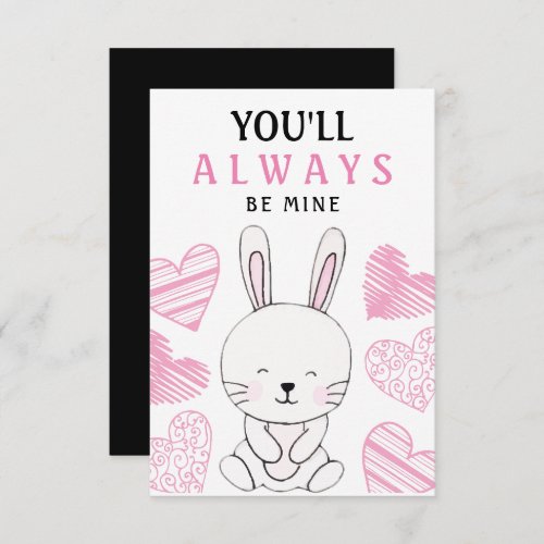 Watercolor Cute Bunny Valentines Day Greeting Card