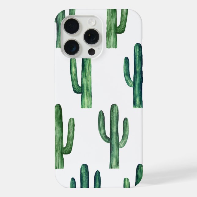Watercolor cute cactus pattern. Greenery botanical iPhone Case (Back)