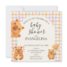 Watercolor Cute Capy Capybara Baby Shower