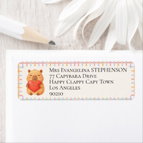 Watercolor Cute Capy Capybara Baby Shower Return Label