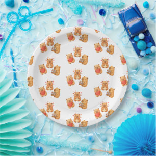 Watercolor Cute Capy Capybara Paper Plates
