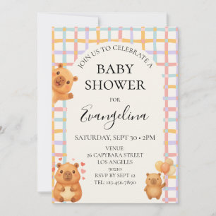 Watercolor Cute Capybara Baby Shower Invitation