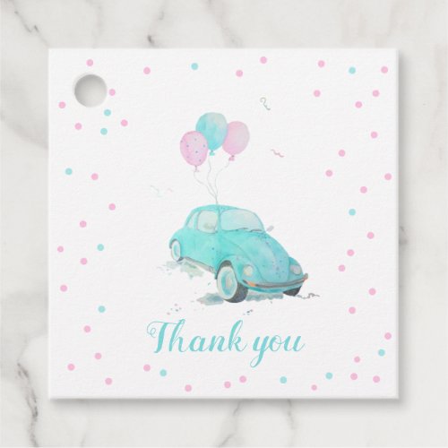 Watercolor Cute Car Baby Shower Boy Favor Tags