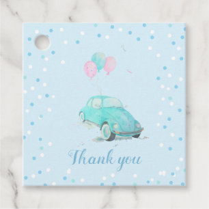 Watercolor Cute Car Baby Shower Boy Favor Tags