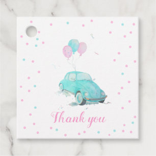 Watercolor Cute Car Baby Shower Favor Tags