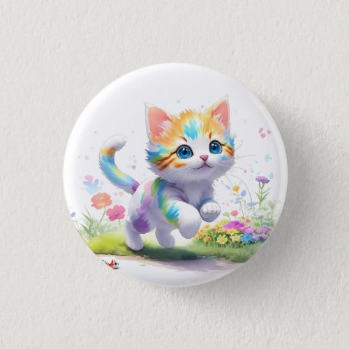 Watercolor Cute cat  Button