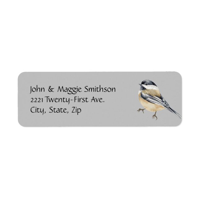Watercolor Cute Chickadee Bird Nature art Label (Front)