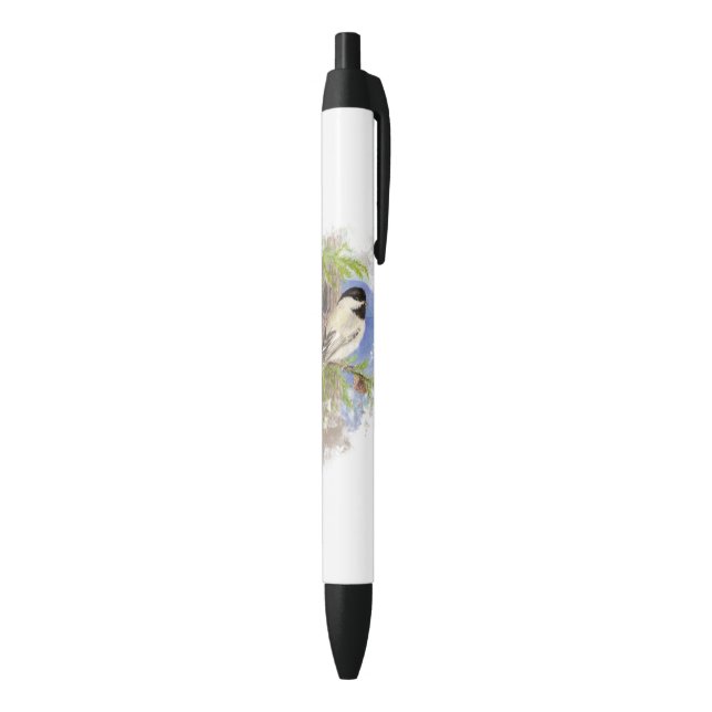 Watercolor Cute Chickadee Bird Nature Art Pen (Bottom (Vertical))