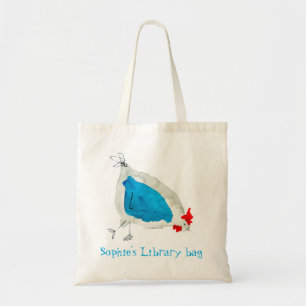 Watercolor cute chicke library name tote bag