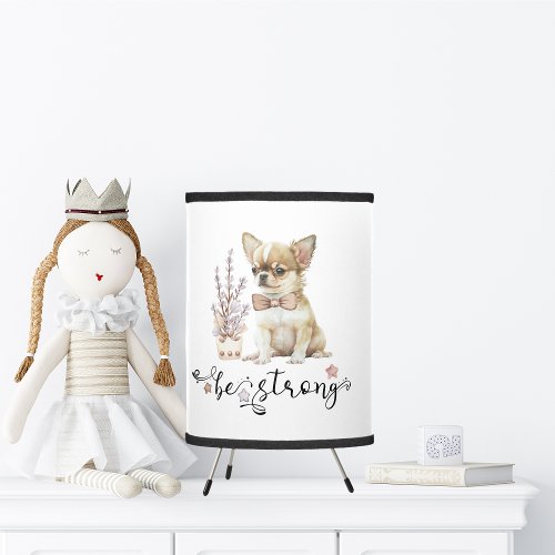 Watercolor cute Chihuahua Be strong calligraphy Tripod Lamp
