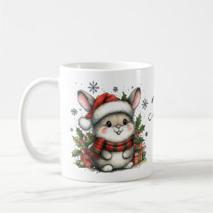 Watercolor Cute Christmas Bunny Coffee Mug