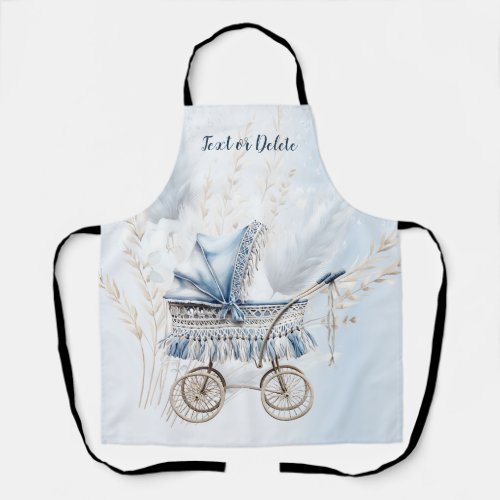 Watercolor Cute Classic Baby Stroller Blue Floral Apron