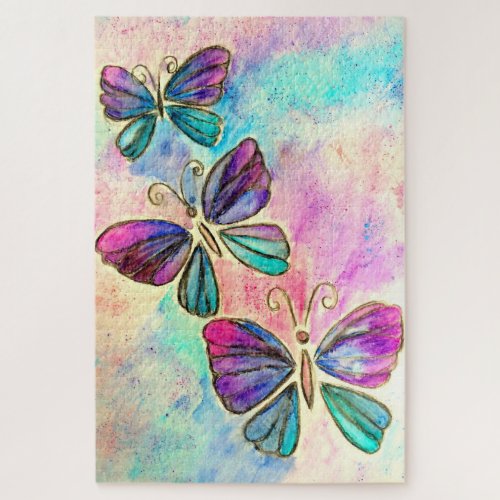 Watercolor _ Cute Colorful Butterflies Jigsaw Puzzle