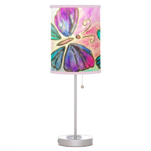 Watercolor - Cute Colorful Butterflies Table Lamp