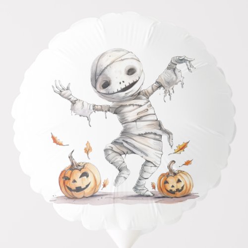 Watercolor Cute Dancing Mummies Halloween Party Balloon