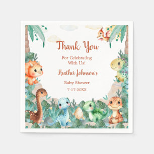 Watercolor Cute Dinosaur Boy Baby Shower Napkins